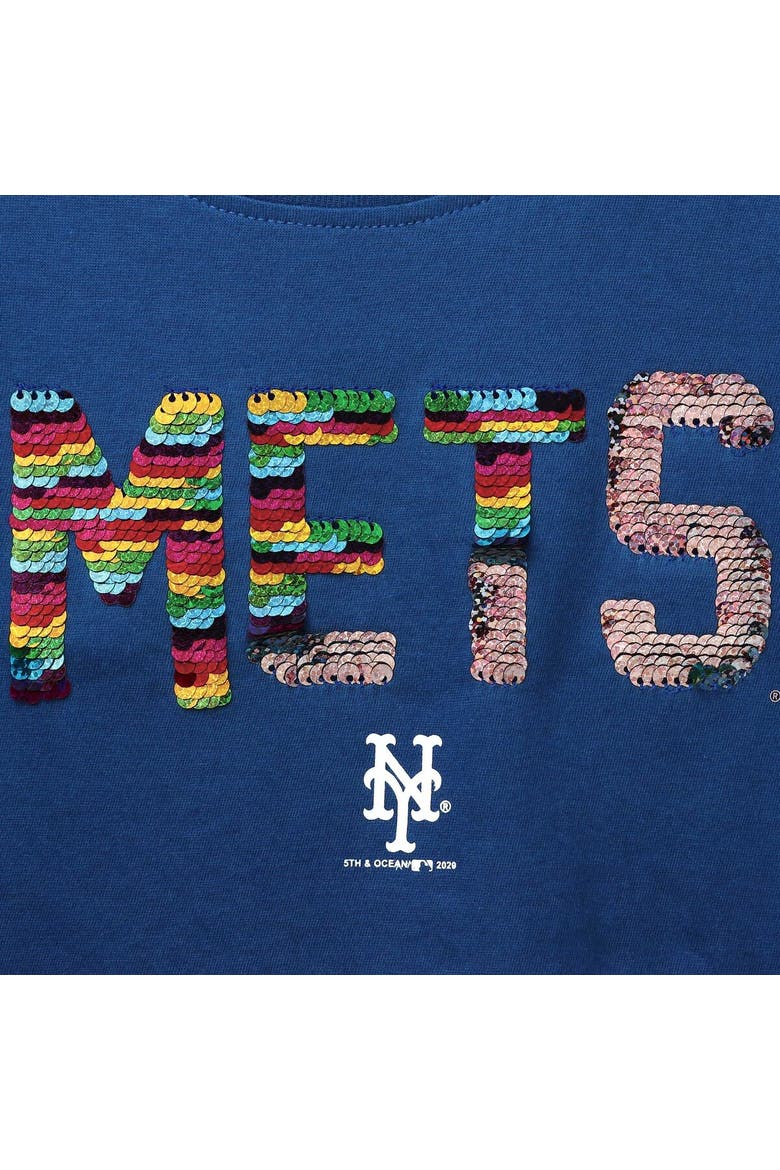 Girls Youth New Era Royal New York Mets Flip Sequin T-Shirt, Alternate, color, Royal