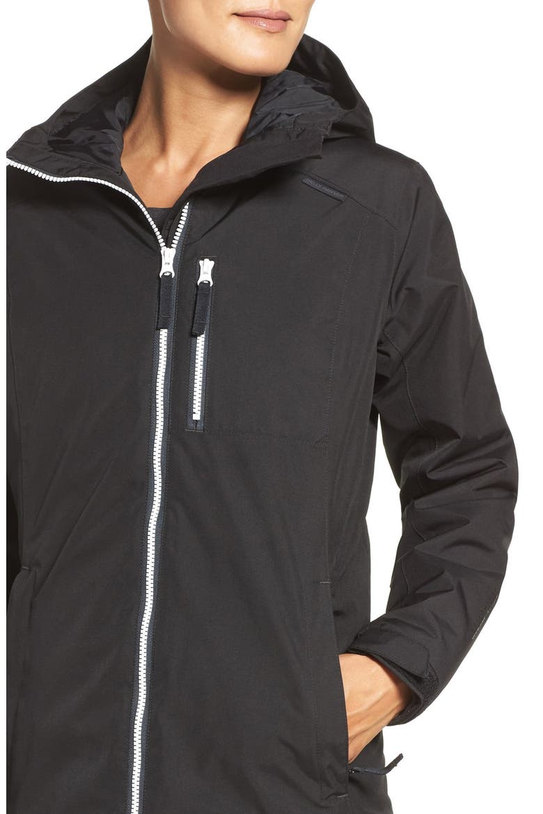 Belfast Long Waterproof Winter Rain Jacket, Alternate, color, BLACK