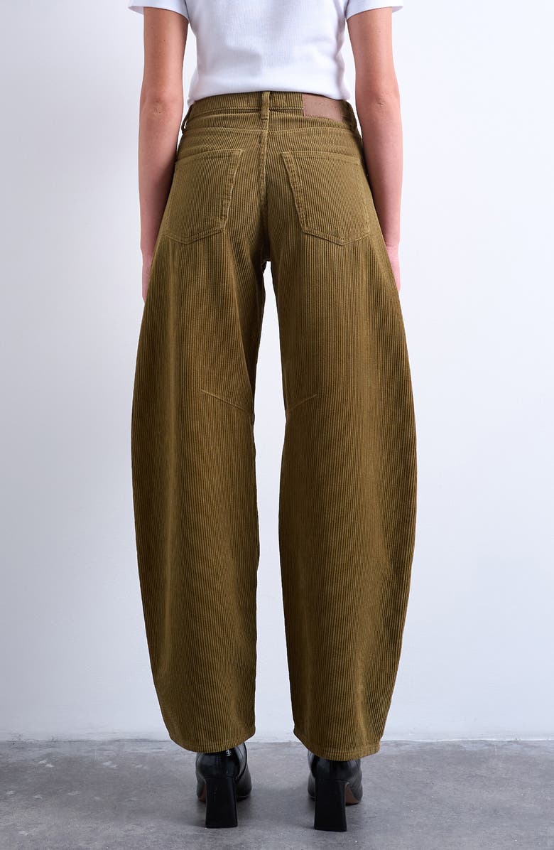 Topshop High Waist Barrel Corduroy Jeans, Alternate, color, Tan