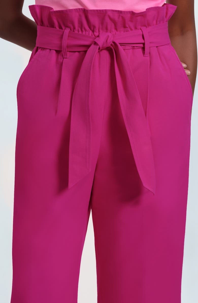 Isaac Mizrahi New York Paper Bag Waist Cotton Pants, Alternate, color, Hot Pink