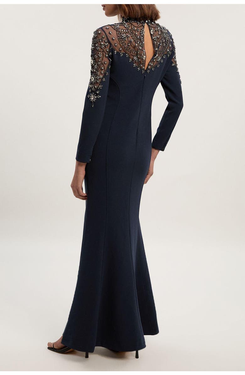 Karen Millen Petite Crystal Embellished Maxi Dress, Alternate, color, Midnight
