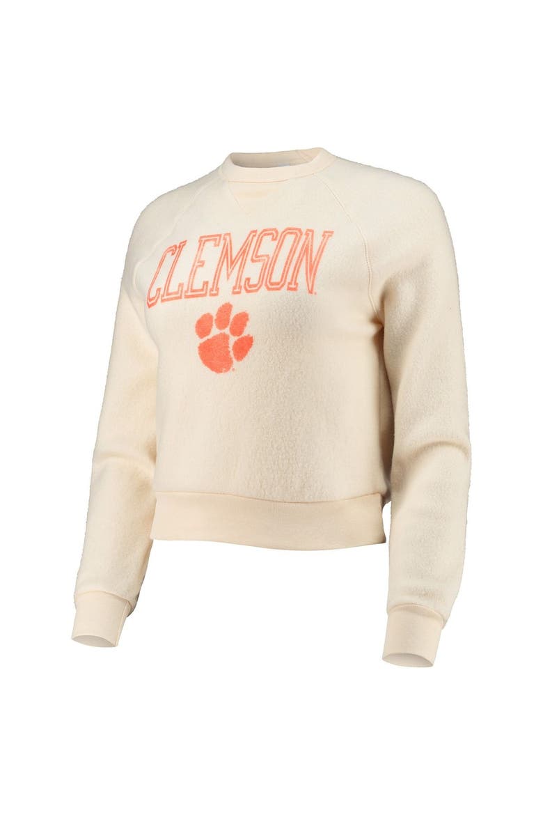 Women's Alternative Apparel Cream Clemson Tigers Eco-Teddy Baby Champ Tri-Blend Sweatshirt, Alternate, color, Cream