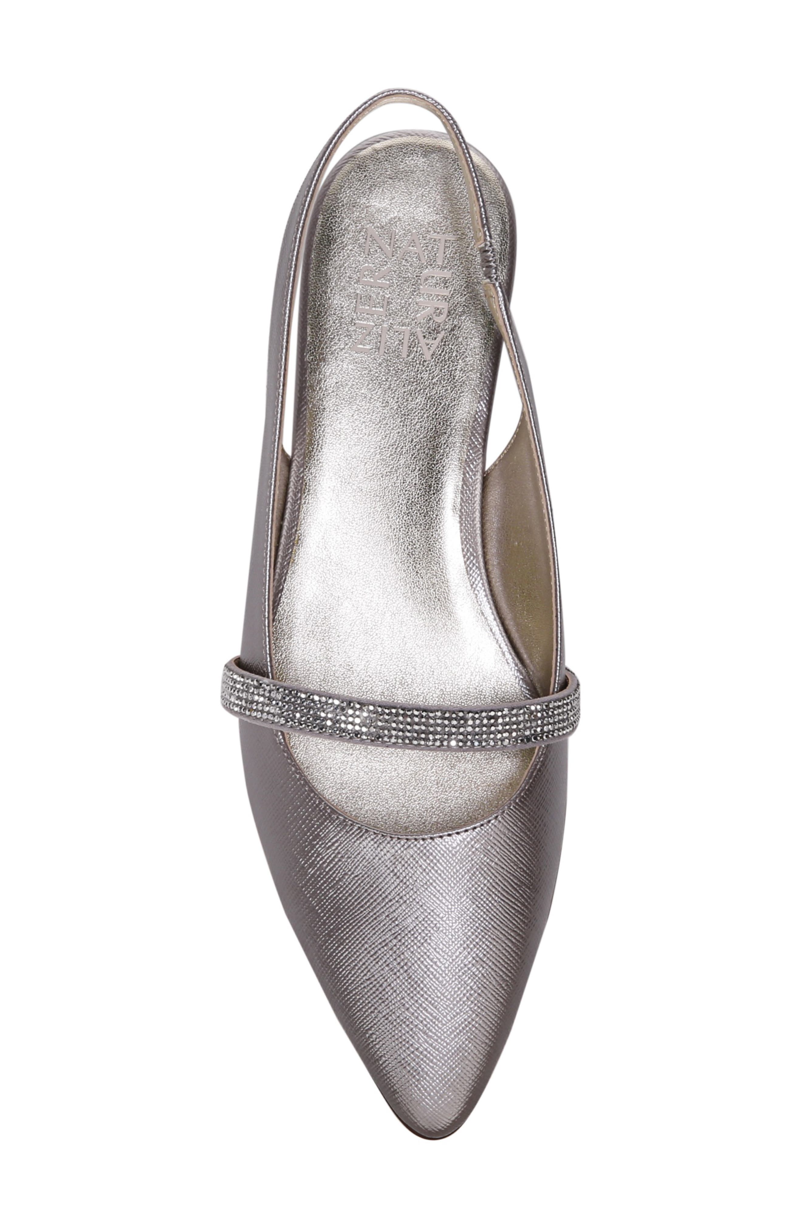 Hally Slingback Flat, Alternate, color, SILVER FAUX LEATHER