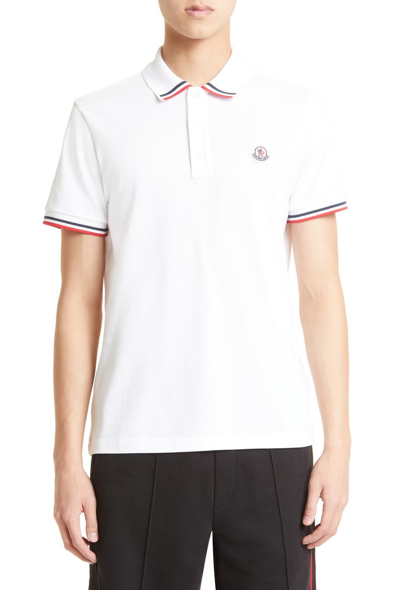 Tipped Piqué Polo, Main, color, WHITE