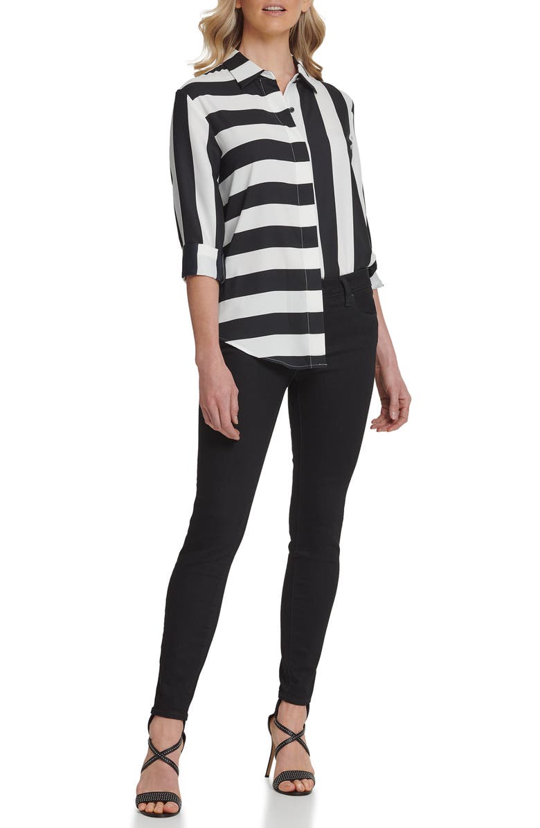 DKNY Stripe Blouse, Alternate, color, 