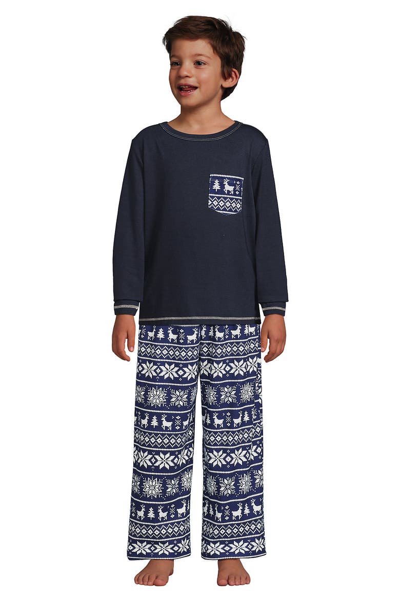 Kids Soft Jersey Sleep Top, Alternate, color, Classic Navy Fairisle