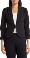 Amanda & Chelsea Ruched Sleeve Jacquard Blazer