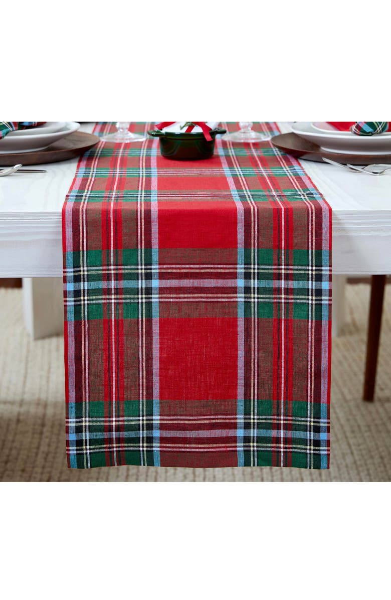 Solino Home Linen Table Runner - Madras Holiday Plaid, Main, color, Red