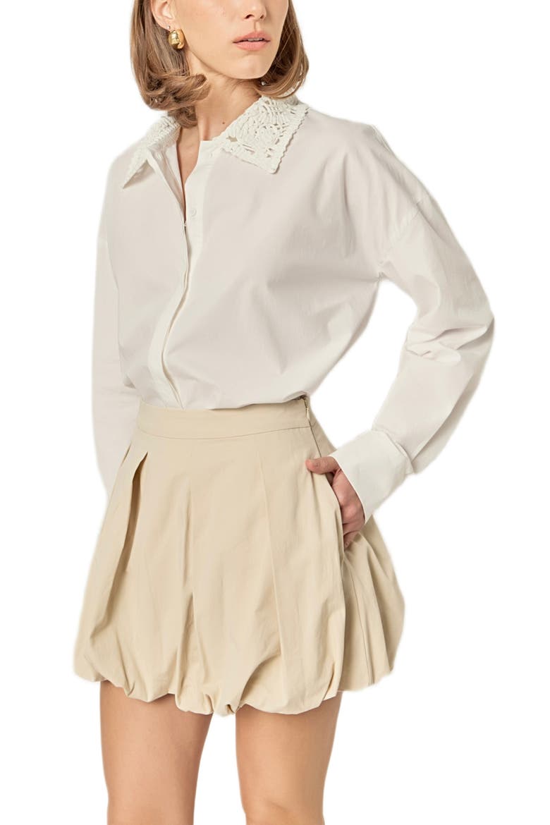 Crochet Collar Shirt, Alternate, color, WHITE