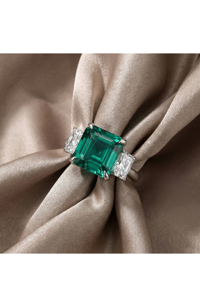 Bliss Diamond 8Ct Asscher Cut Emerald & Diamond Ring 14k Gold or Platinum Lab Grown, Alternate, color, 14K White Gold