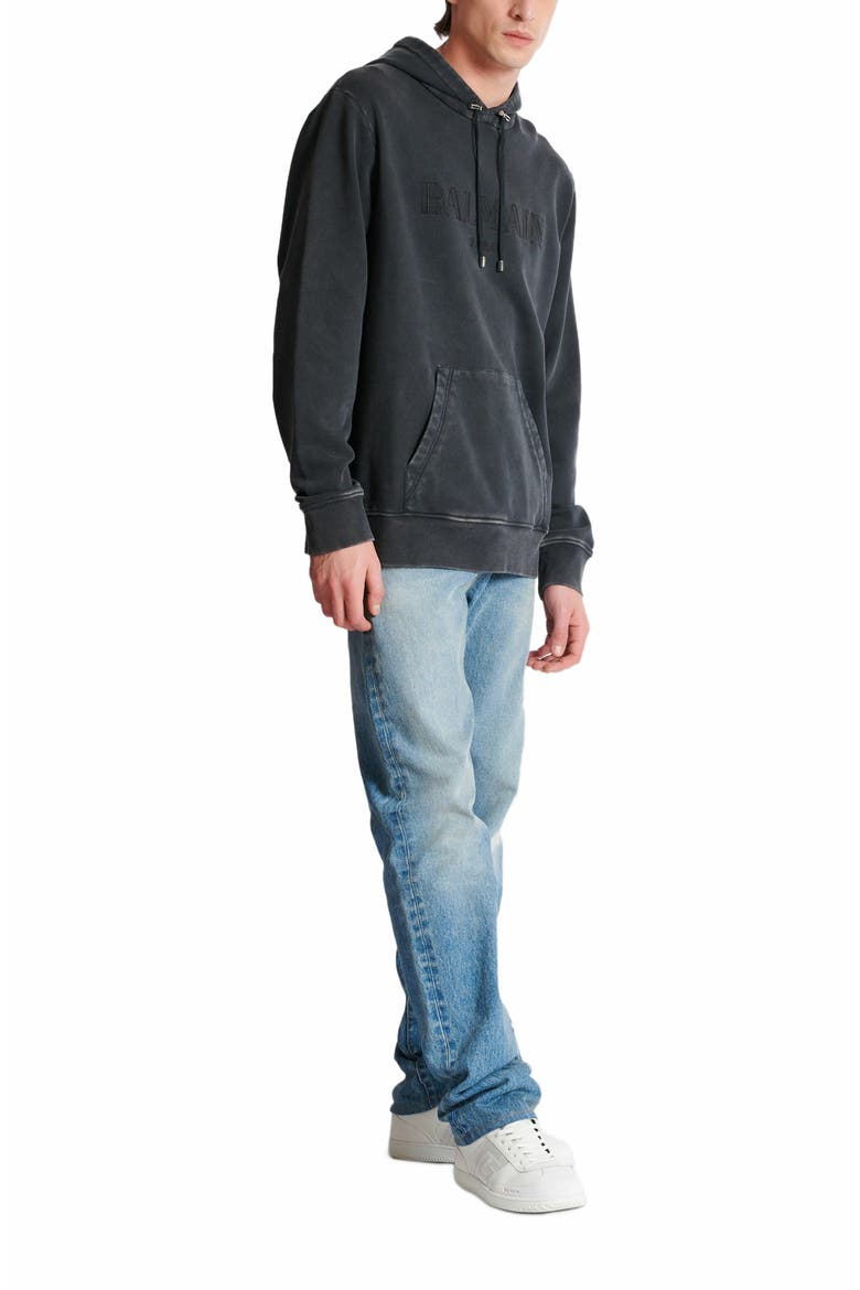 Vintage Balmain Embroidered Hoodie, Main, color, Grey