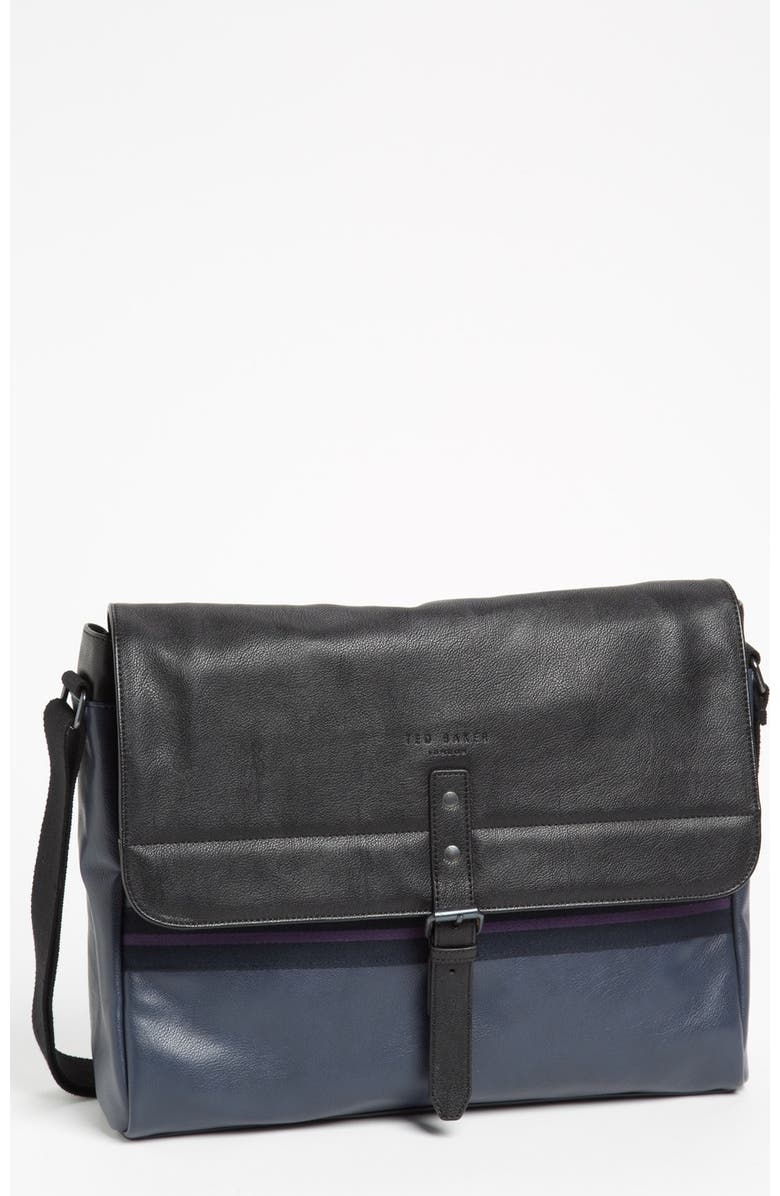 Ted Baker London 'Stripe Webbing' Faux Leather Messenger Bag, Main, color,