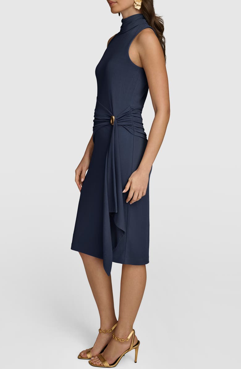 Donna Karan New York Side Ruched Metallic Detail Knit Sheath Dress, Alternate, color,