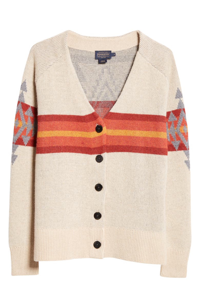 Pendleton Chest Stripe Oversize Lambswool Blend Cardigan, Alternate, color,
