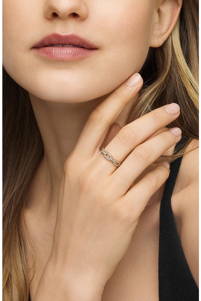 STAX CHAIN LINK RING 18K, Alternate, color, YELLOW GOLD/ DIAMOND