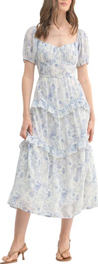 Ruffle Puff Sleeve Maxi Dress