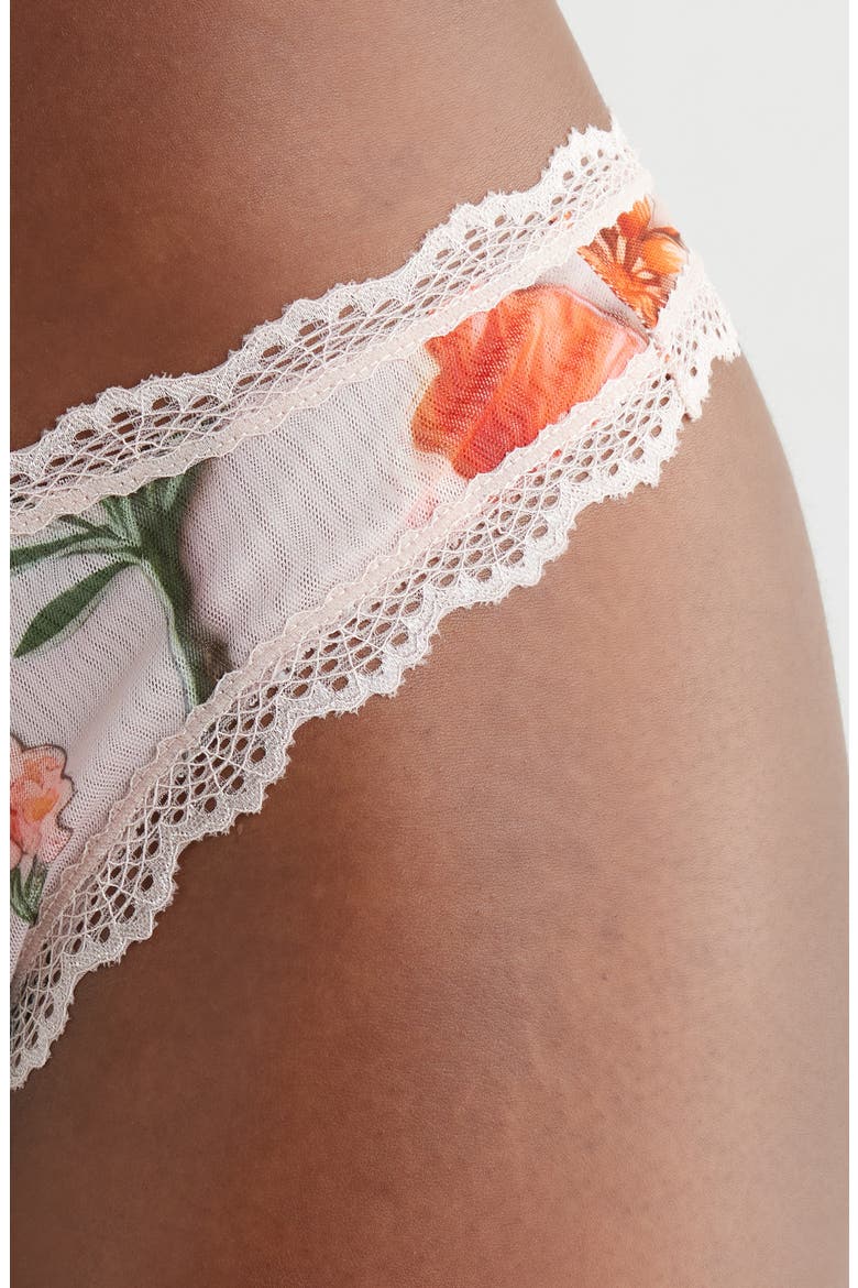Lace Trim High Leg Thong, Alternate, color, 3D FLORAL
