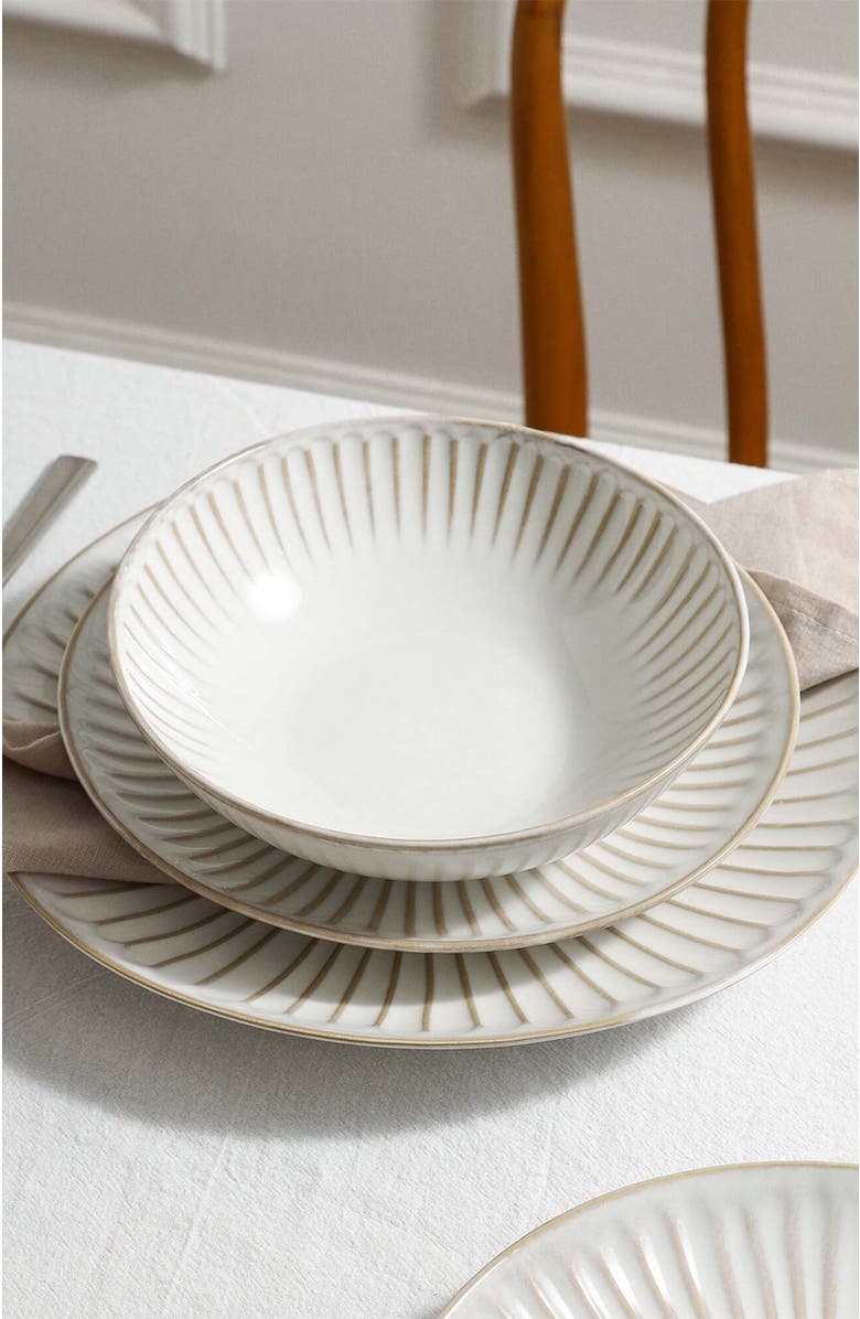 Stone Lain Linea Stoneware 12-Piece Dinnerware Set, Alternate, color, White 12-Piece