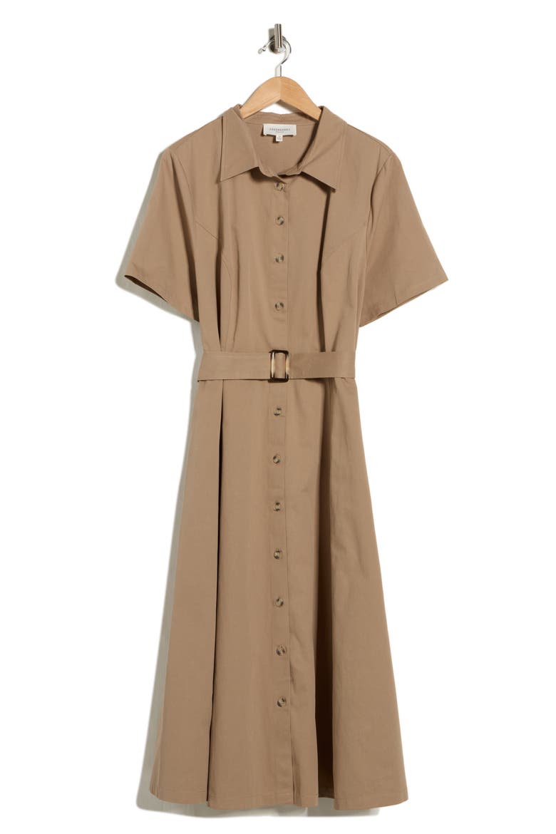Short Sleeve Cotton Maxi Shirtdress, Alternate, color, MOCHA