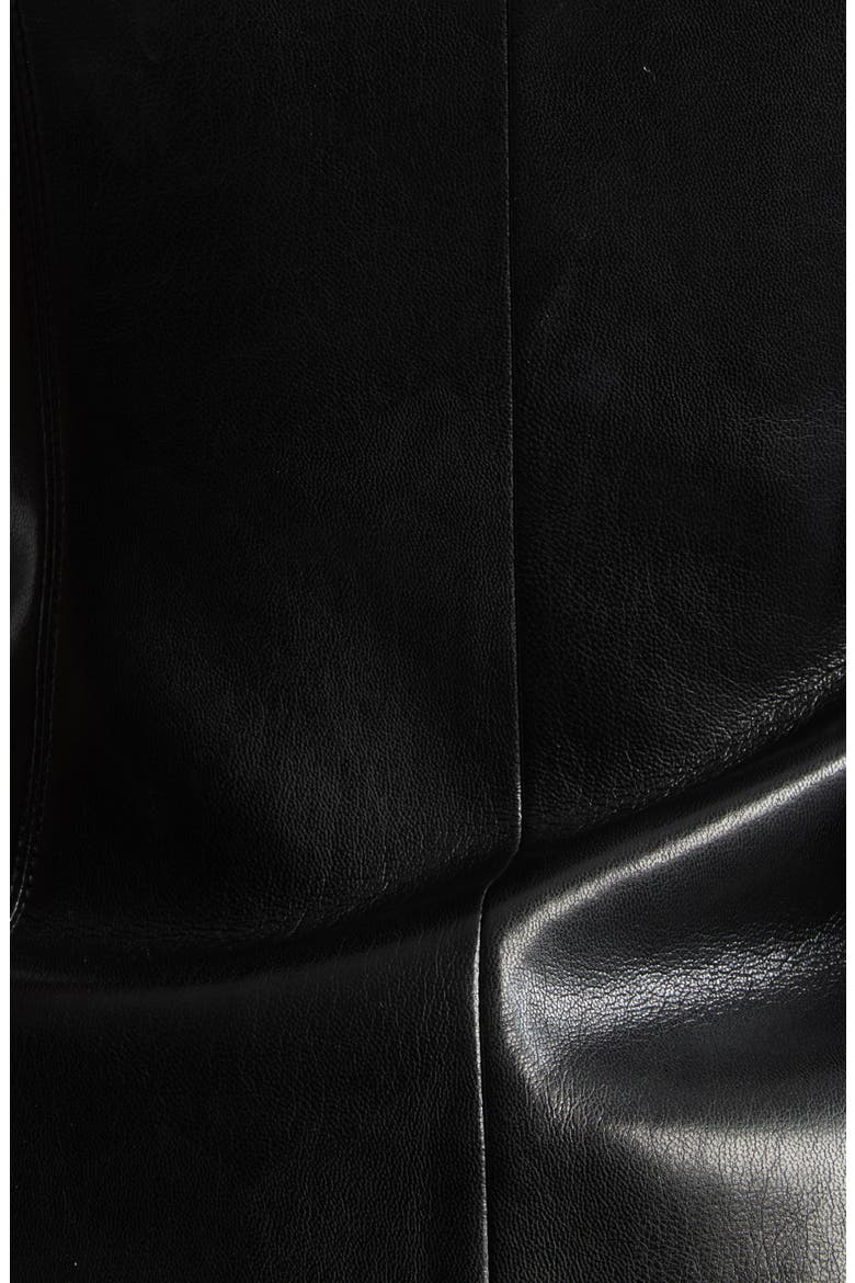 Pat Strapless Faux Leather Top, Alternate, color, BLACK