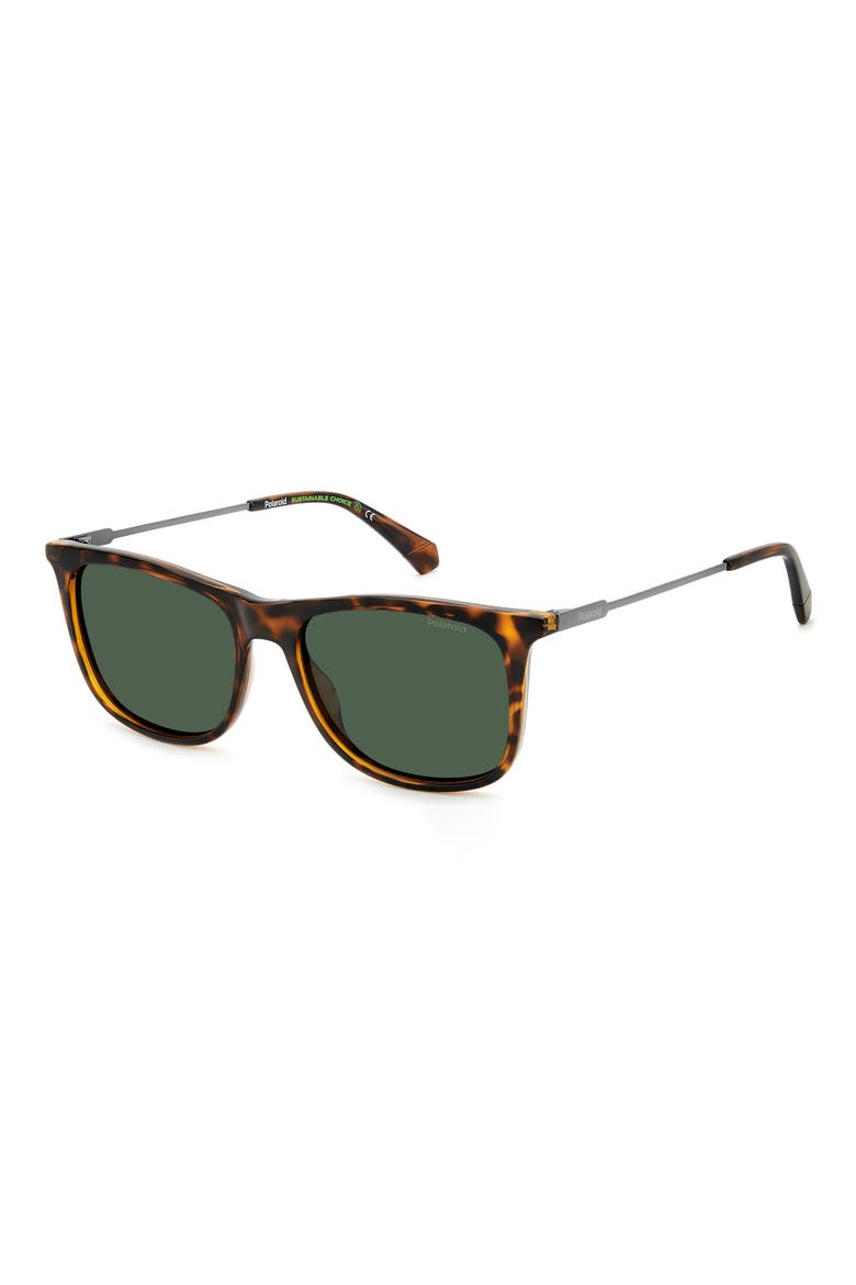 55mm Polarized Rectangular Sunglasses, Alternate, color, HAVANA/ GREEN POLARIZED