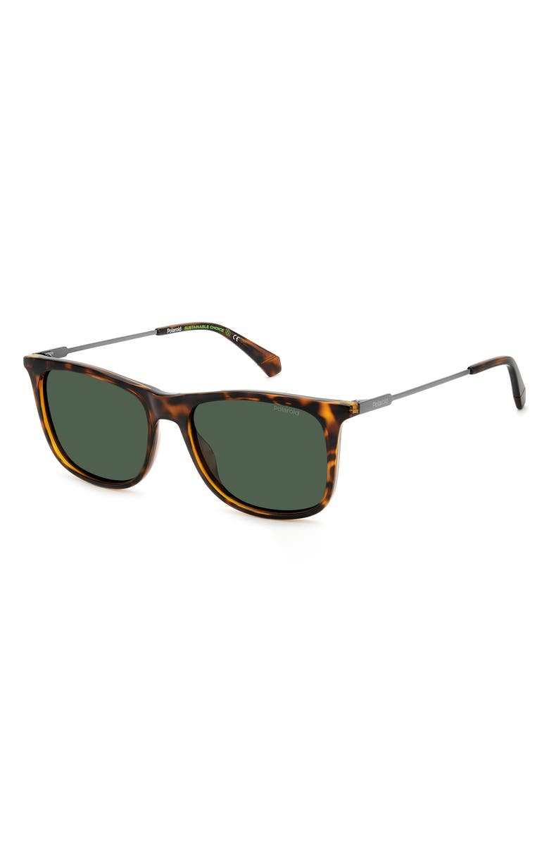 Polaroid 55mm Polarized Rectangular Sunglasses, Alternate, color, Havana/ Green Polarized