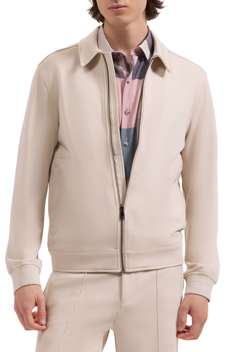 Bugatchi Soft Touch Blouson Knit Jacket, Main, color, Almond