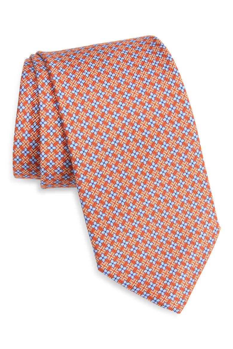 Neat Silk Tie, Main, color, ORANGE
