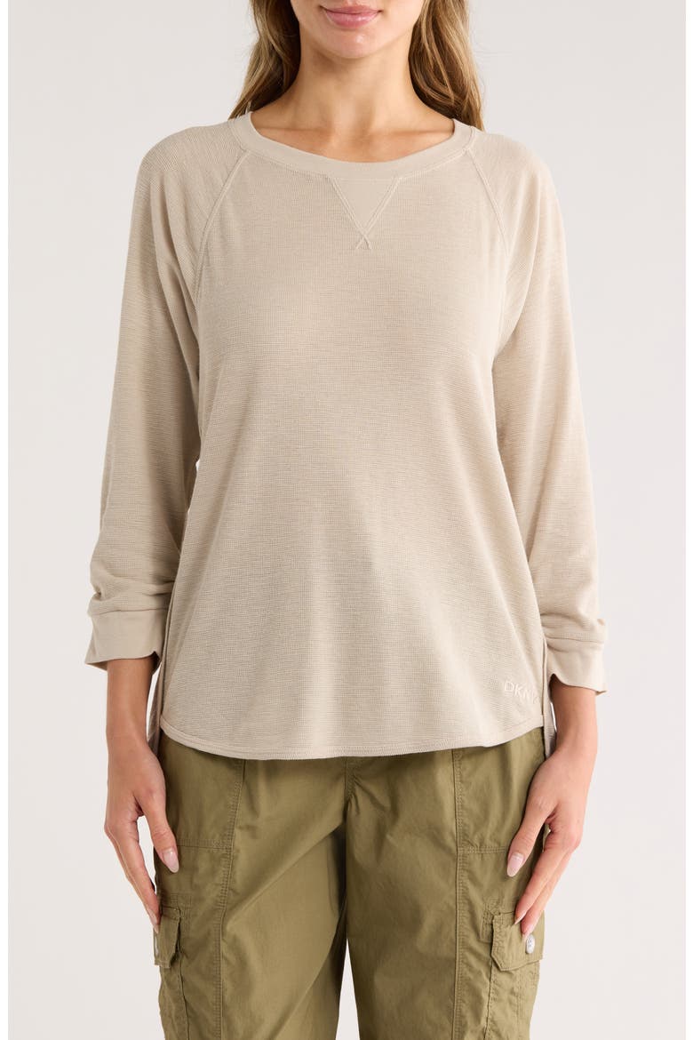Slub Waffle High-Low T-Shirt, Main, color, PEBBLE