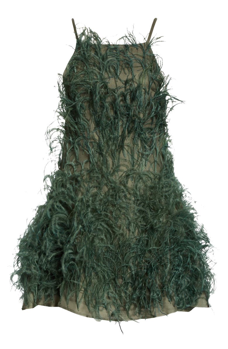 Cult Gaia Shannon Feather Silk Minidress, Alternate, color, 