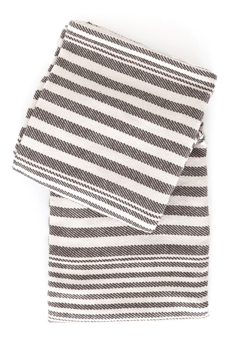 Rugby Stripe Woven Cotton Throw, Main, color, CHARCOAL