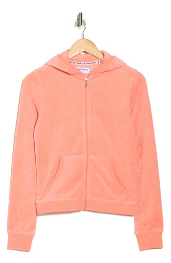 Juicy Couture Heritage Velour Zip-up Track Jacket In Guava