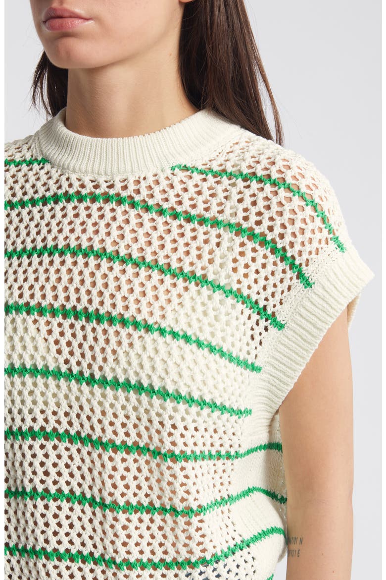 Stripe Open Stitch Sweater, Alternate, color, SPRING GREEN