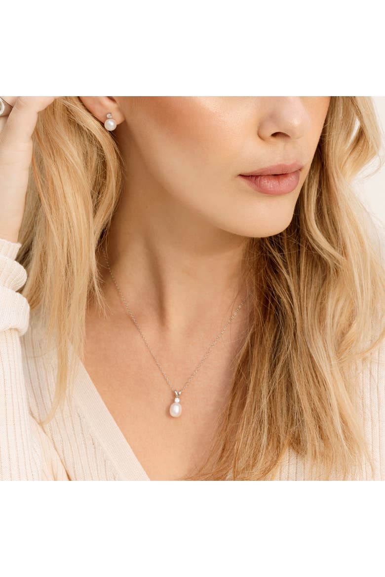 White Freshwater Cultured Pearl & Cubic Zirconia Rosalie Jewelry Set, Alternate, color, White Pearls