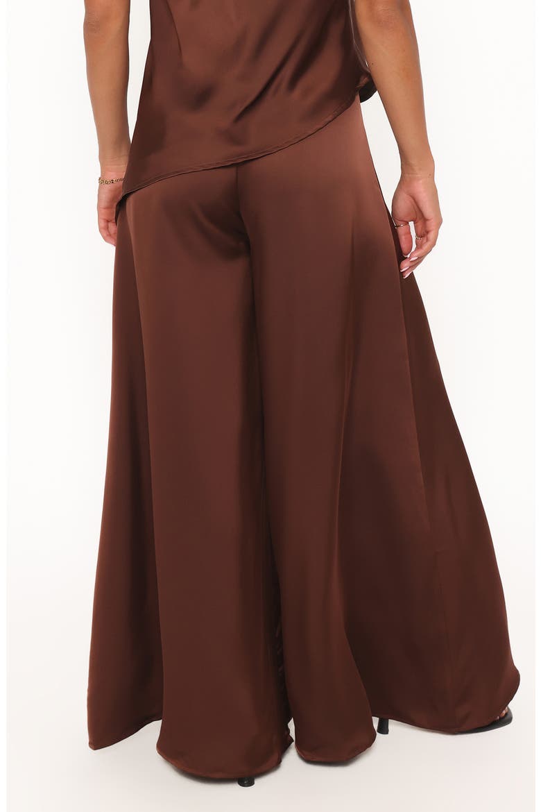 Charmer Wide Leg Satin Pants, Alternate, color, DARK BROWN