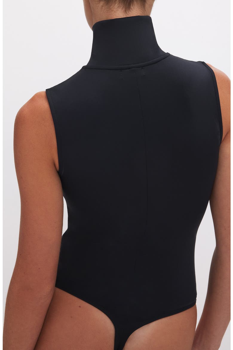 Stand Collar Sleeveless Scuba Bodysuit, Alternate, color, BLACK001