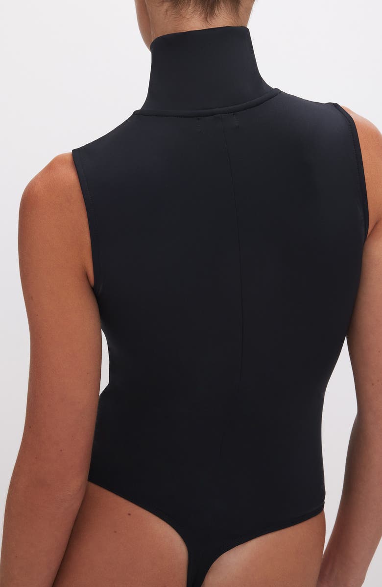 Good American Stand Collar Sleeveless Scuba Bodysuit, Alternate, color, 