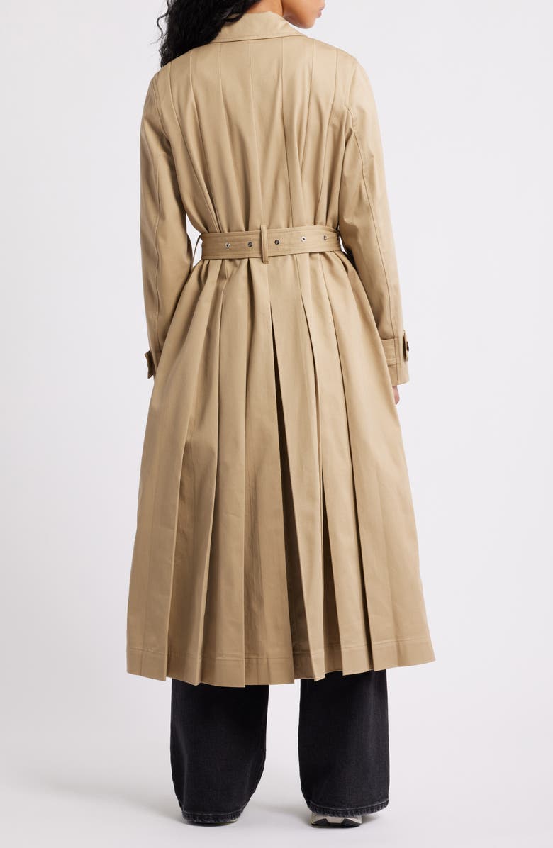 Damson Madder Sofia Pleated Belted Trench Coat, Alternate, color, Stone