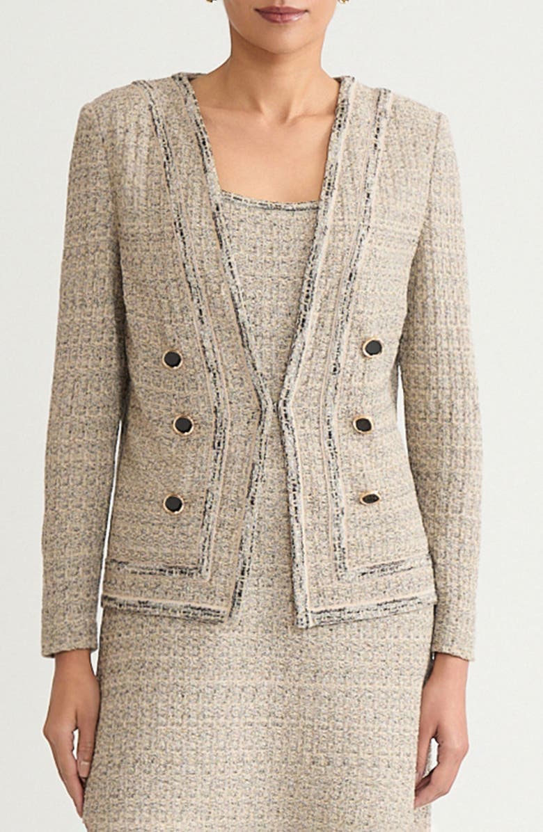 Ming Wang x Tanya Foster Shimmer Tweed Knit Jacket, Main, color, Gold/ Black