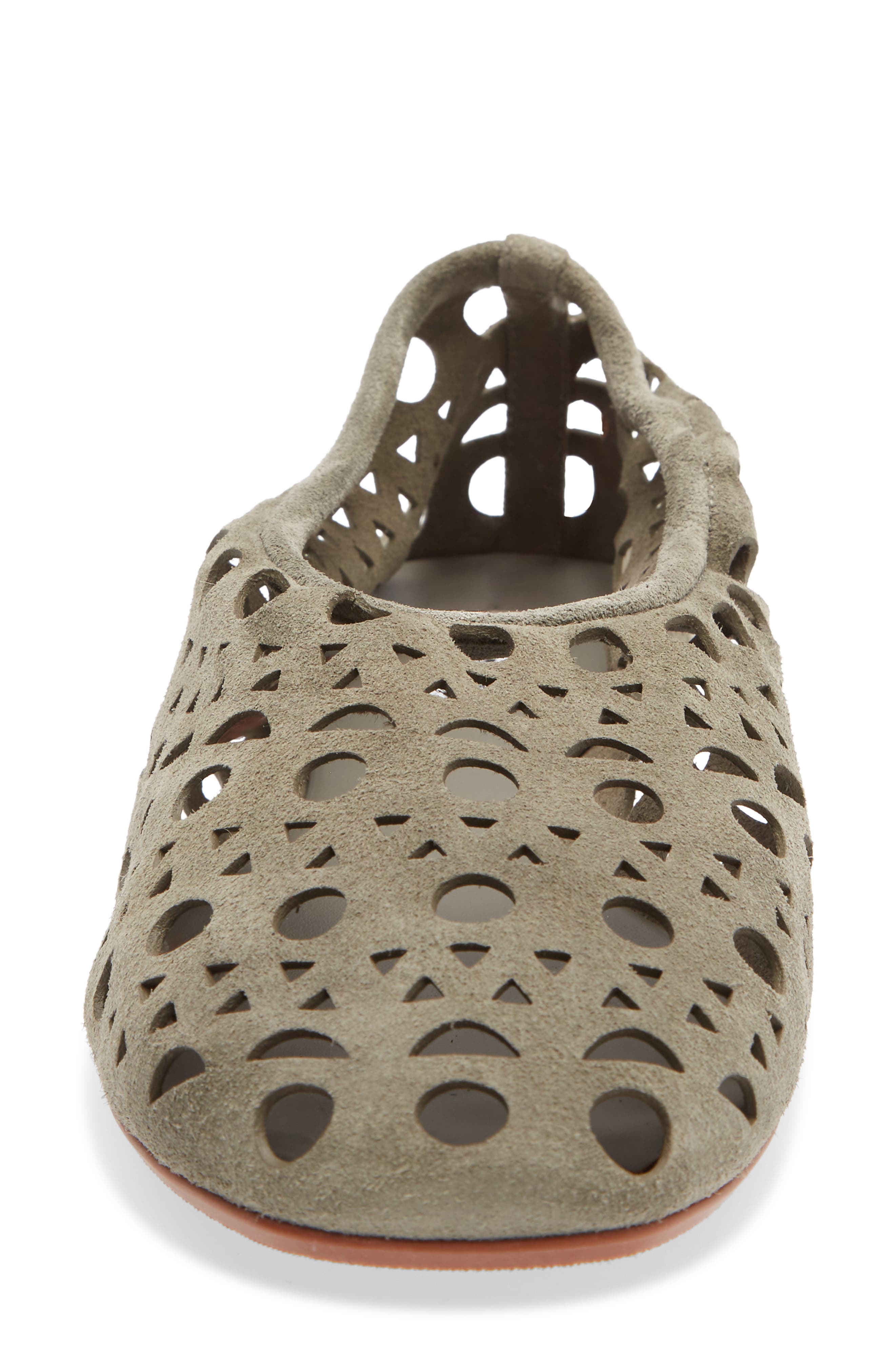 Neo Vienne Perforated Ballet Flat, Alternate, color, VERT CENDRE