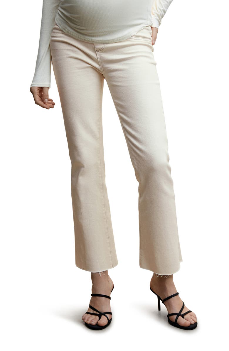 MANGO Fray Crop Flare Maternity Jeans, Main, color, 