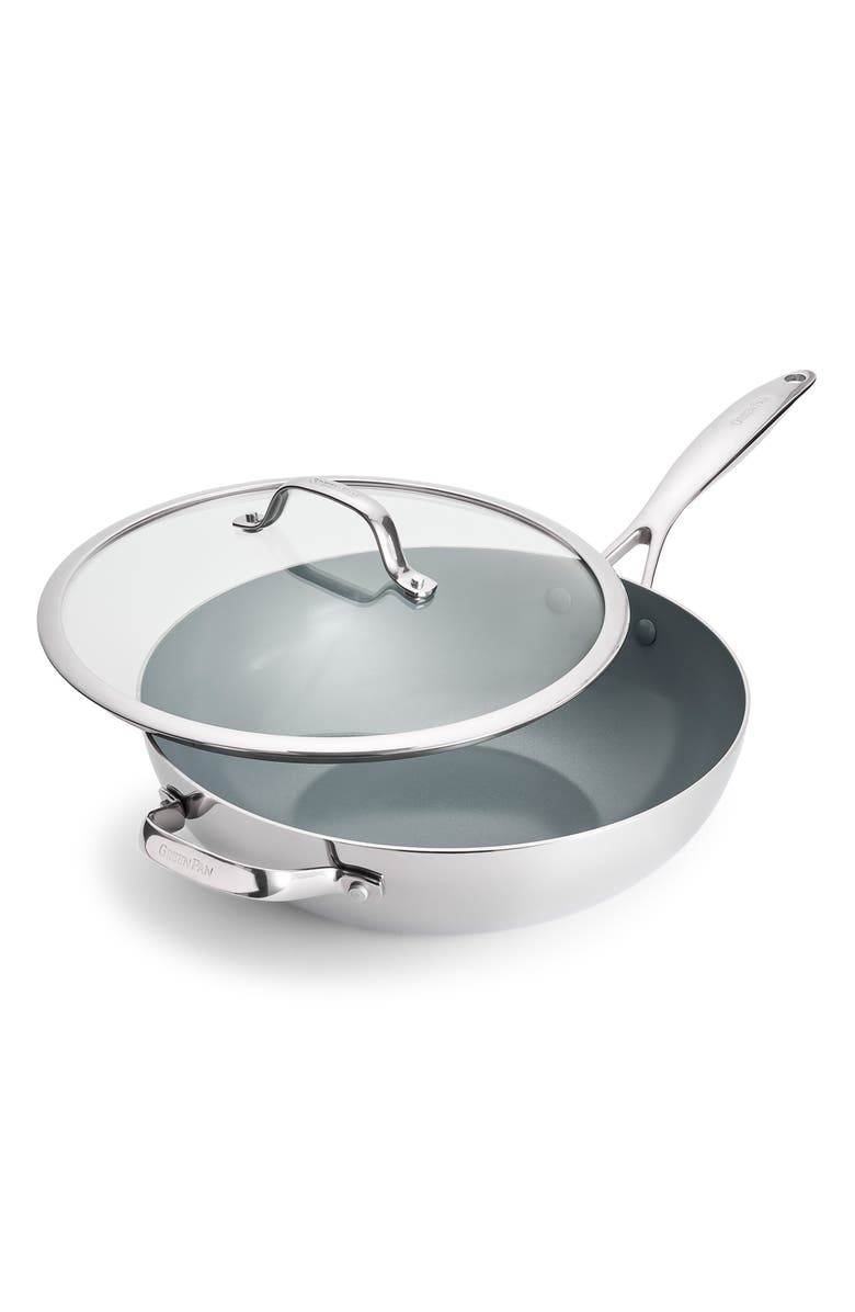GreenPan Valencia Stainless Steel Nonstick Wok, Main, color, Stainless Steel