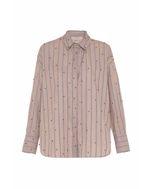 Theo The Label Echo Pearly Shirt In Brown