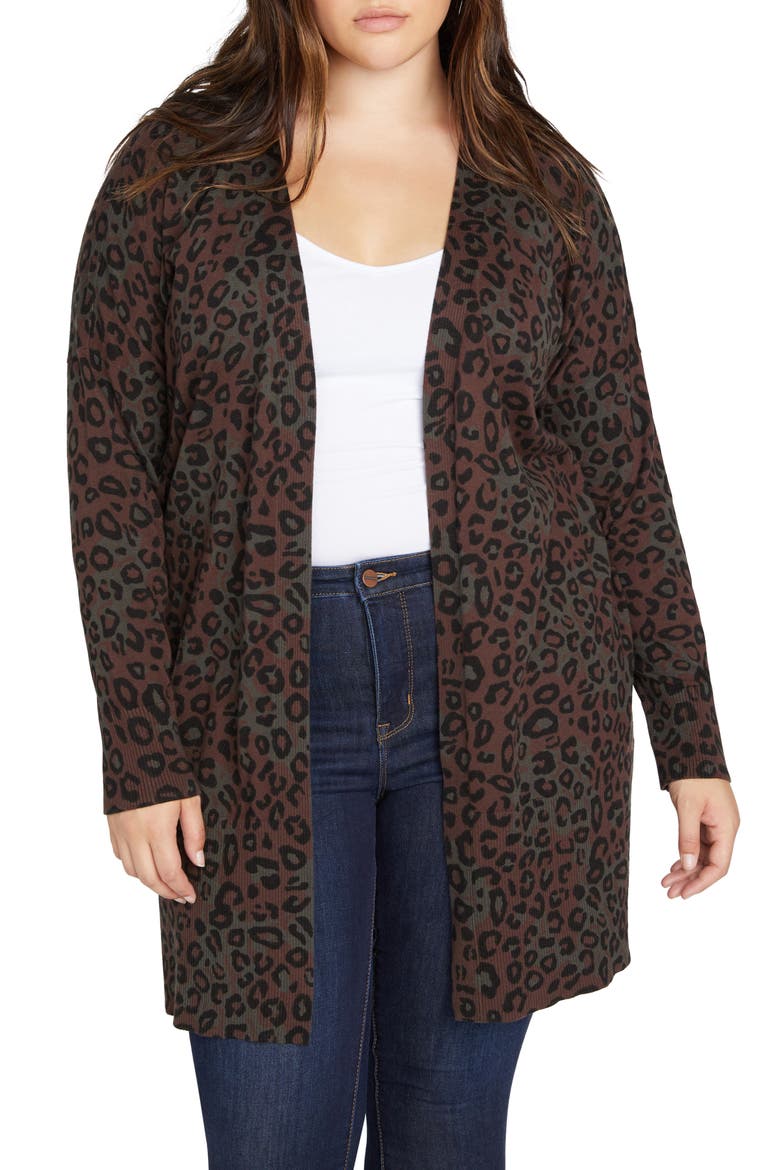 Lenox Open Front Cardigan, Main, color, DARK LEO CAMO