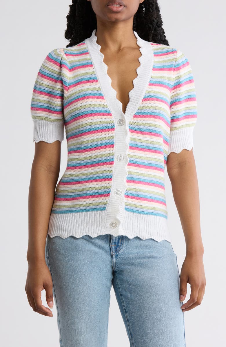 Design History Stripe Cardigan, Main, color, Pink Fling Combo