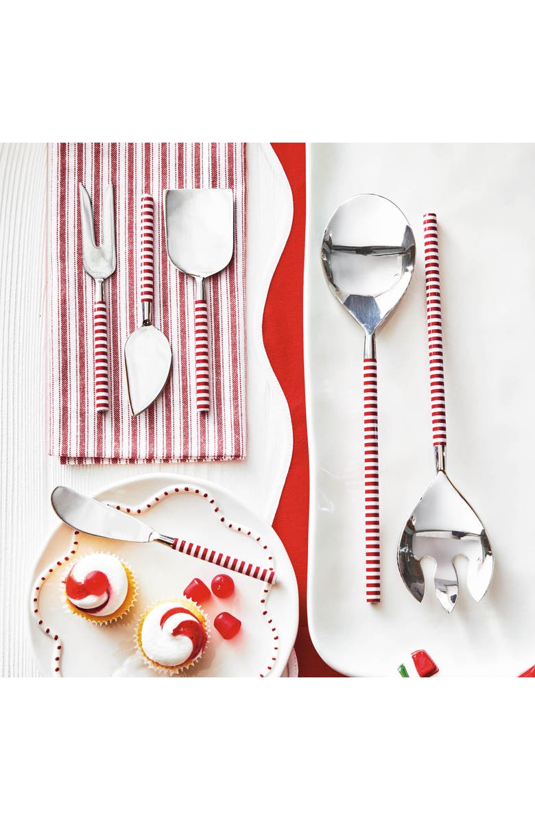 tag Candy Stripe Stainless Steel Serving Fork Red Multi Utensil, Alternate, color, Red