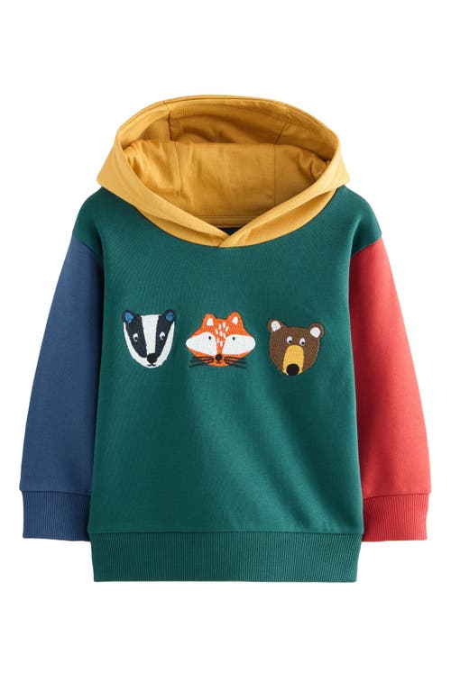 Next Kids' Colorblock Woodland Creatures Hoodie In Green