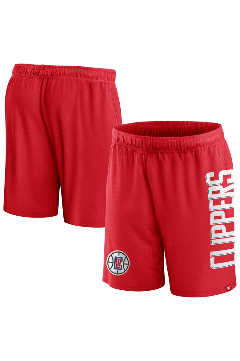 Men's Fanatics Branded Red LA Clippers Post Up Mesh Shorts, Main, color, Red