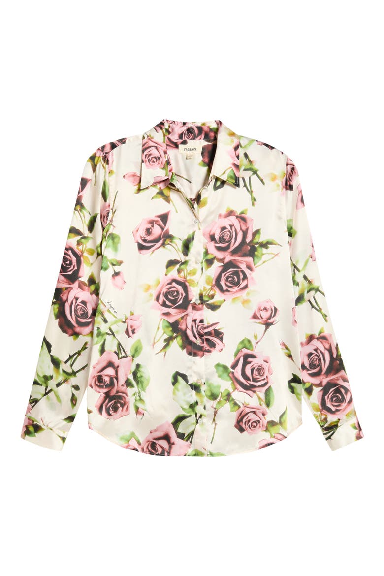 Tyler Silk Shirt, Main, color, ECRU/ MV ROMANTIC ROSE