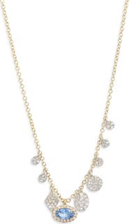 Meira T Diamond Pavé Blue Sapphire Pendant Necklae